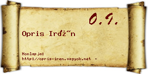 Opris Irén névjegykártya